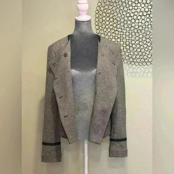 Loft - Double-breasted Pea Coat jacket top Gray - Size Large - Picture 4 of 8